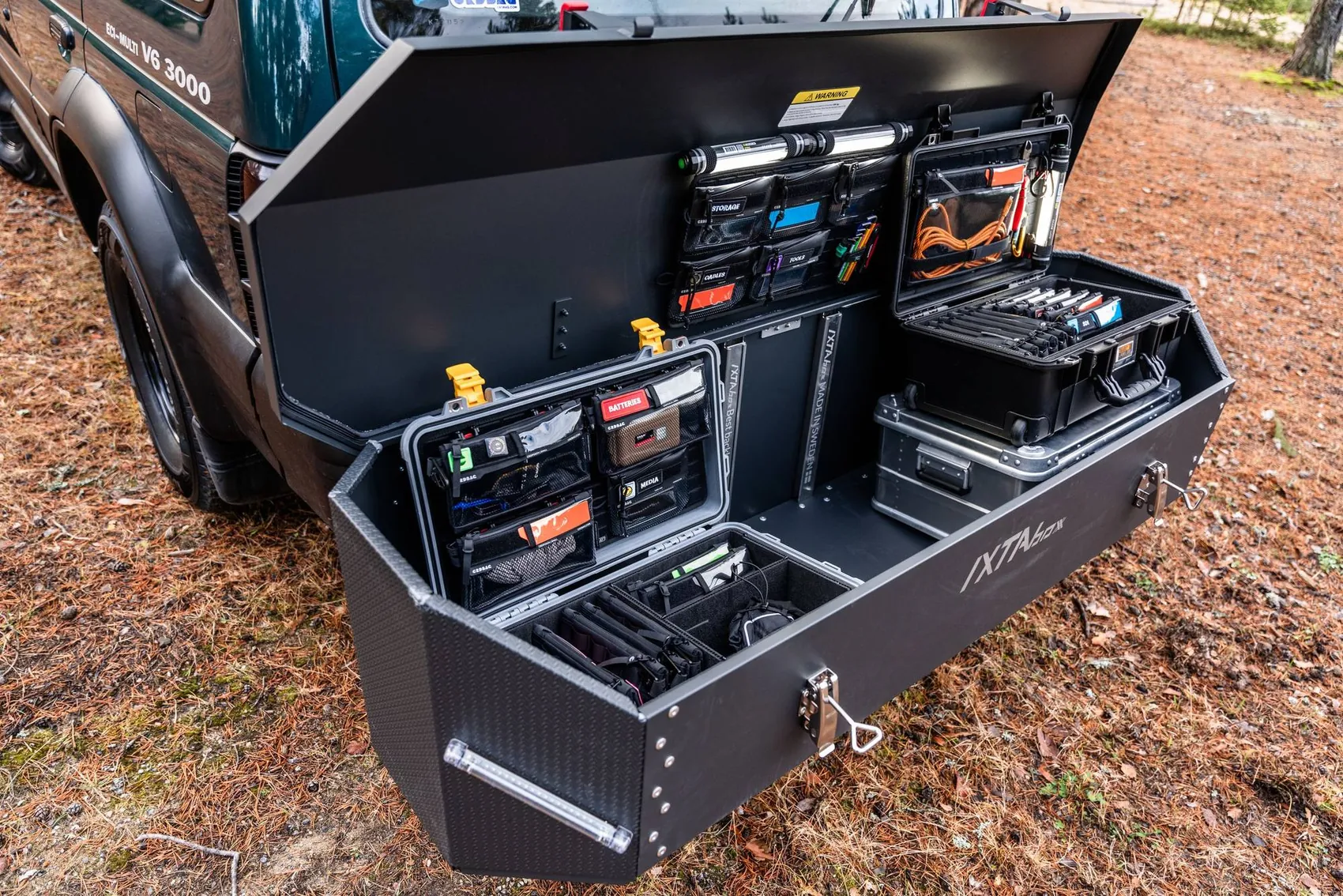 Professional tools organised and ready to go out