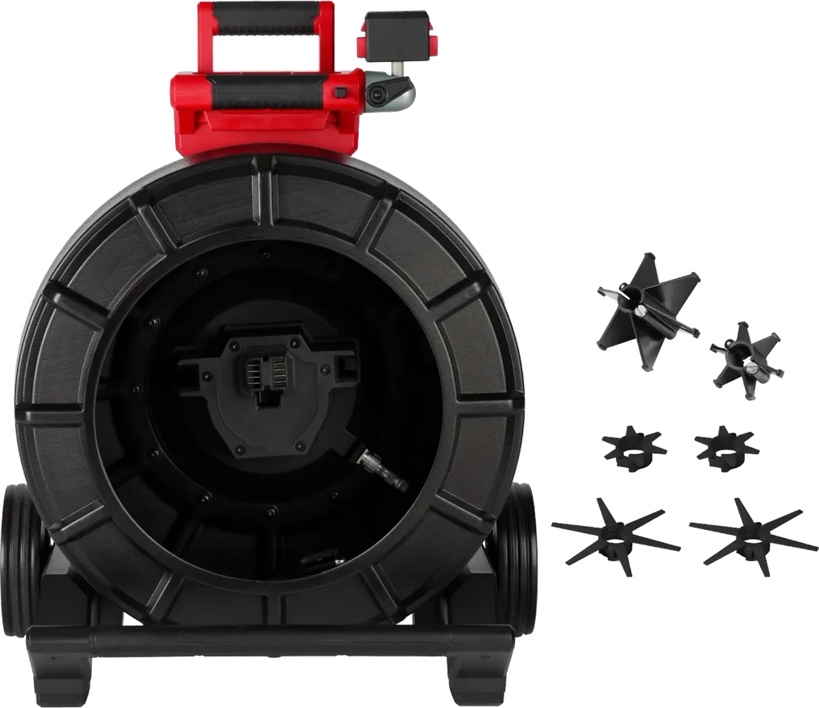 200 foot mid-stiff inspection reel with barrel and star skids